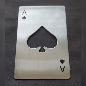 Bottle opener "Ace of Spades" card, stainless steel, bartender gift/present